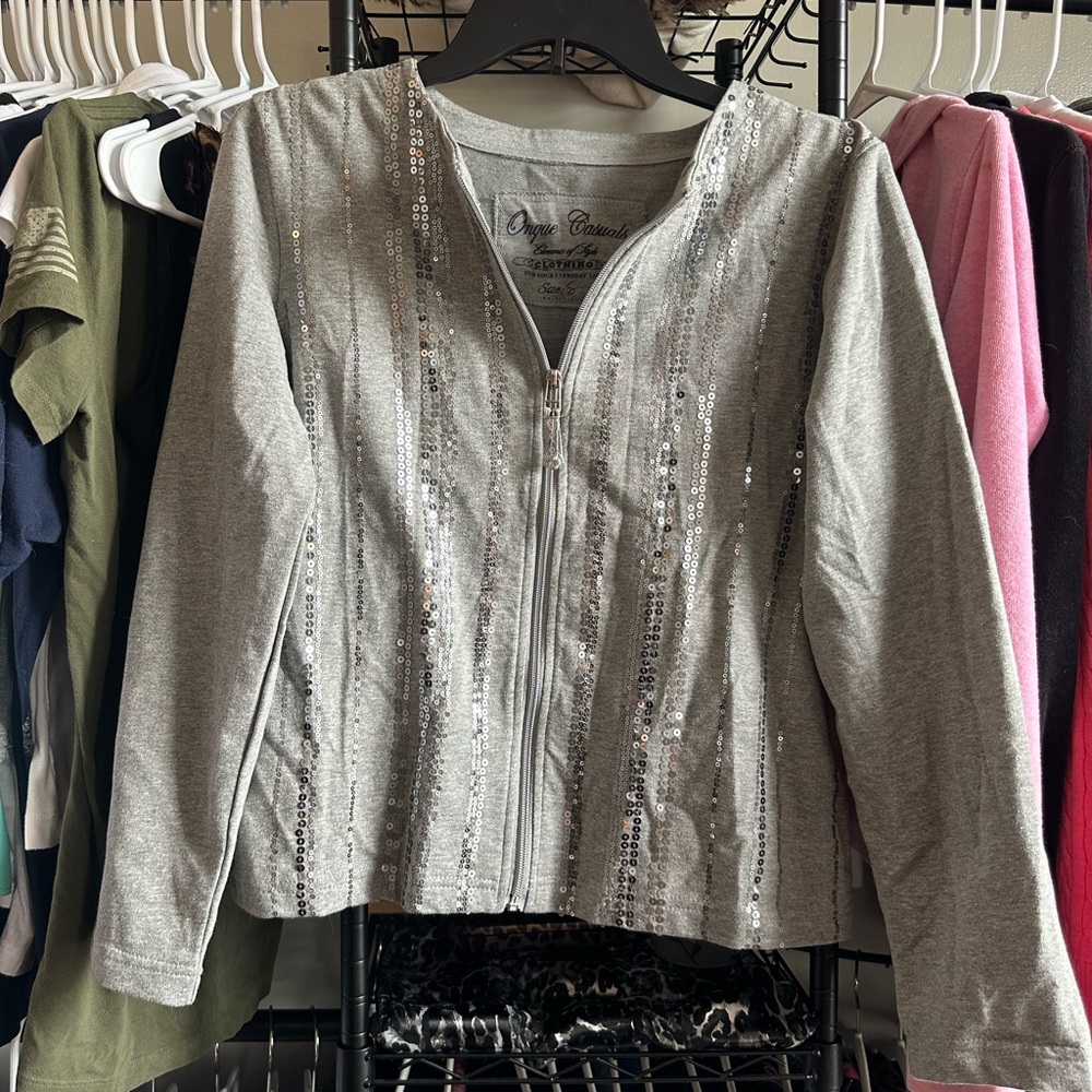 Onque Casuals Sequin Zip up
